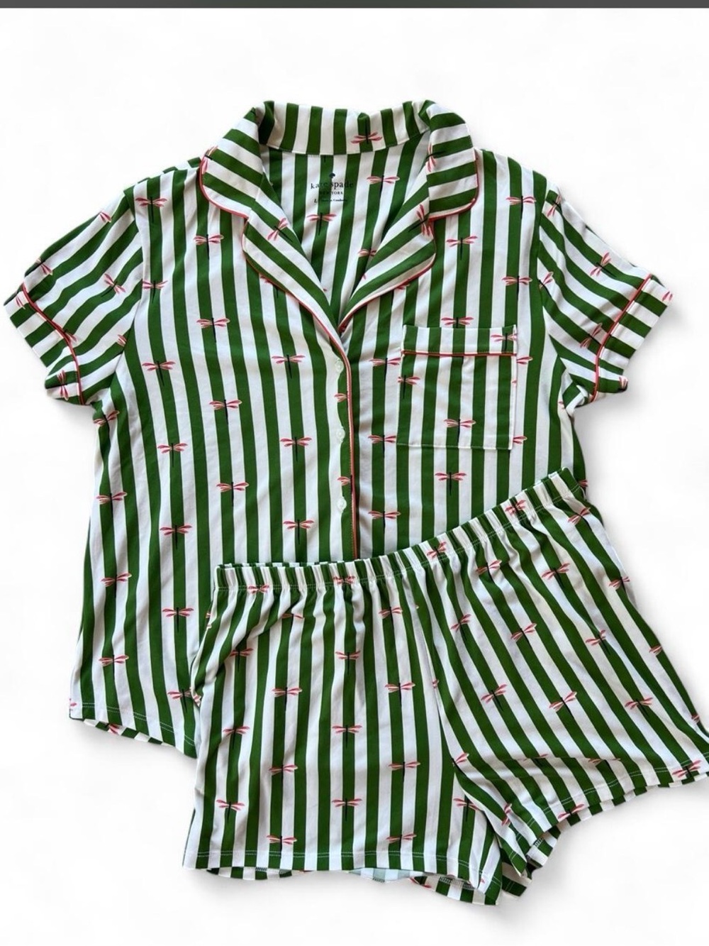 Kate Spade New York Women's Size L Dragonfly Stripe Short Sleeve Pajama Set NWT